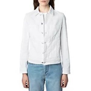 Zadig & Voltaire NWT Kiomy Eco Love Denim Jacket White Small Missing‎ Button